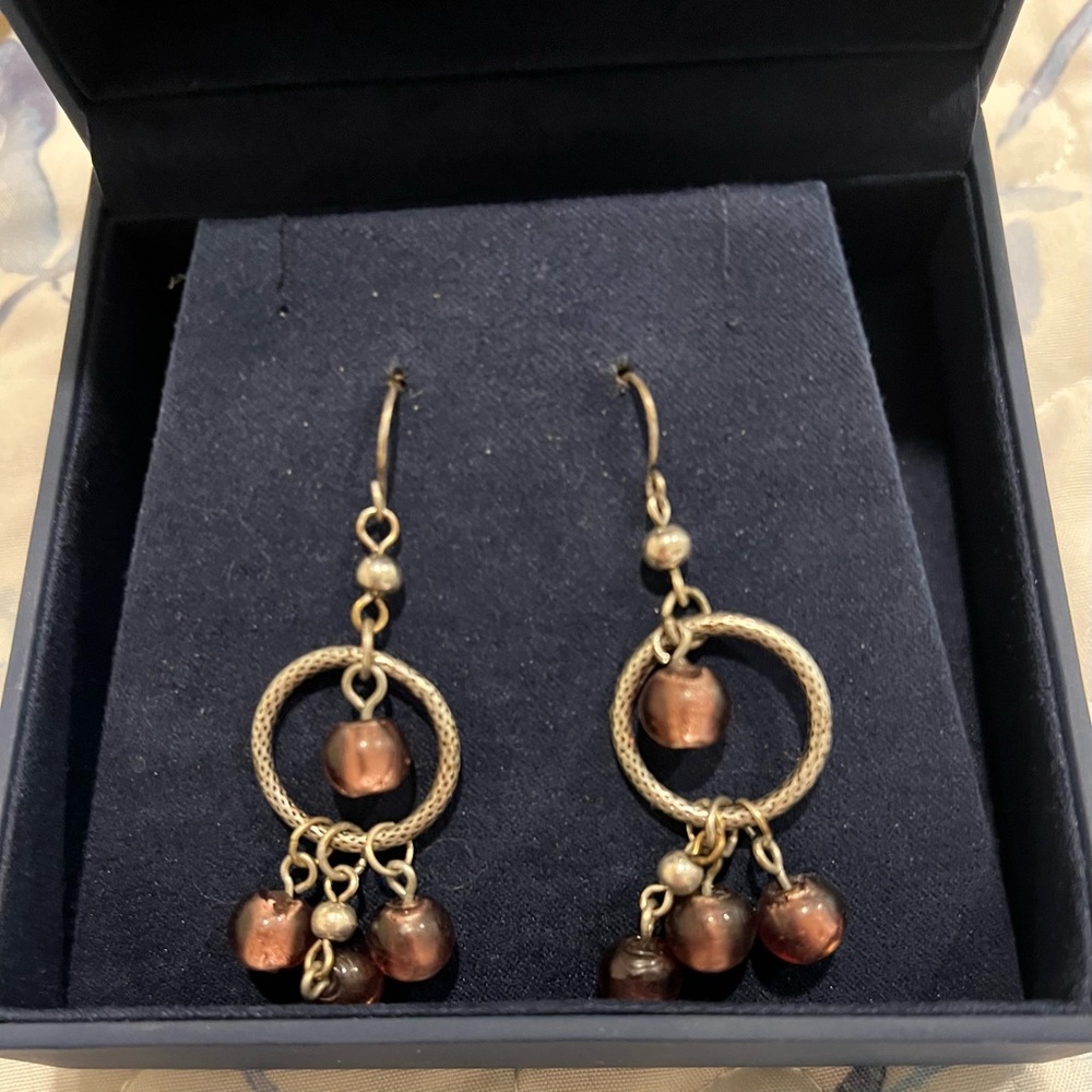 Elegant Gold and Brown Dangle Earrings